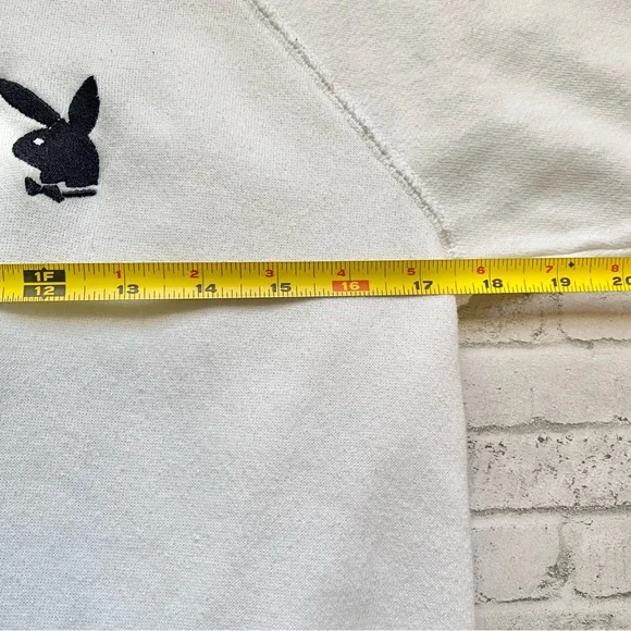 Vintage PLAYBOY White Sweater with Embroidered Black Icon - Picture 6 of 6